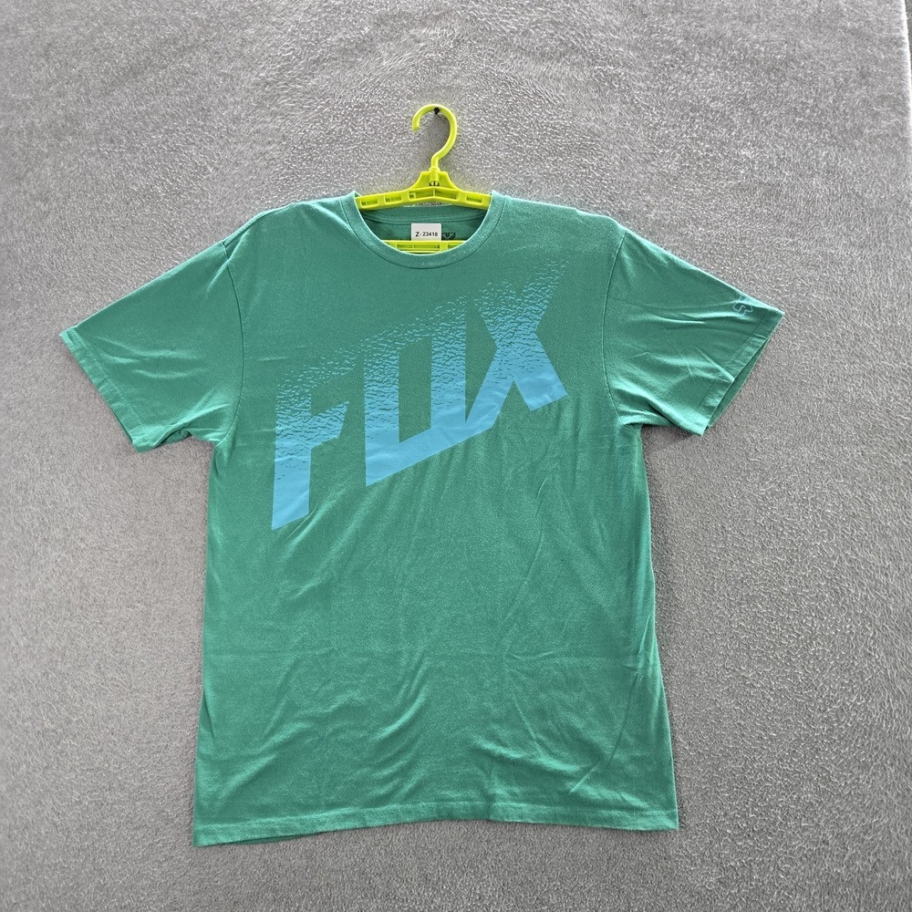 Fox Men Shirt L‎ Green Graphic Short Sleeve Big Logo Tee